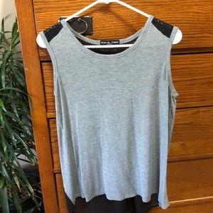 Tank top with lace shoulders